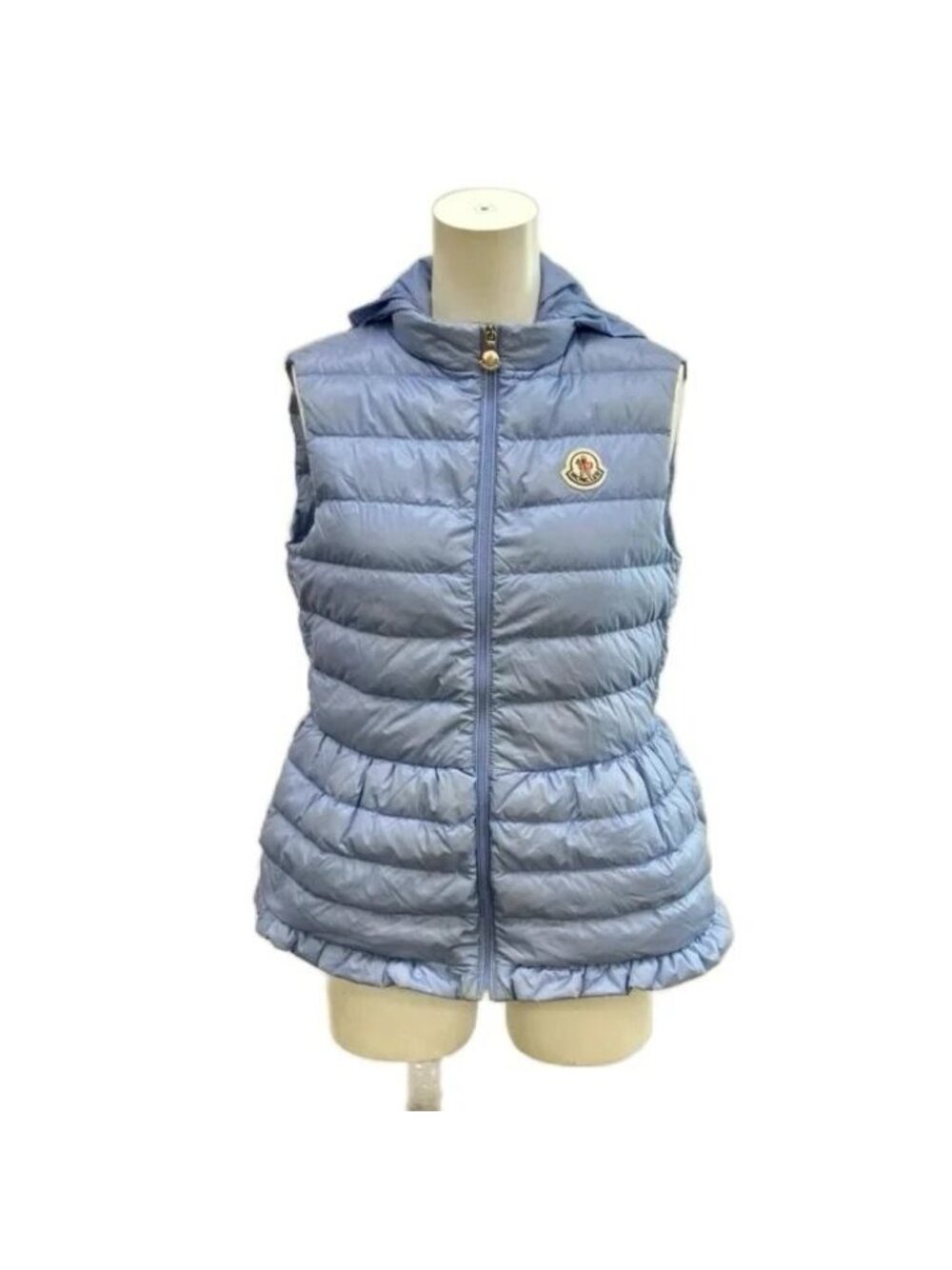 Moncler Cheramette Light Down Vest Children's Blue Hooded Ground 14